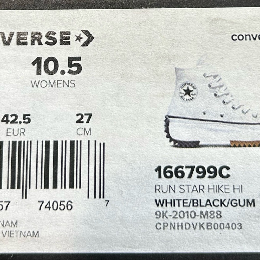 Converse Run Star Hike Hi White Black Gum Shoes - Picture 8 of 8
